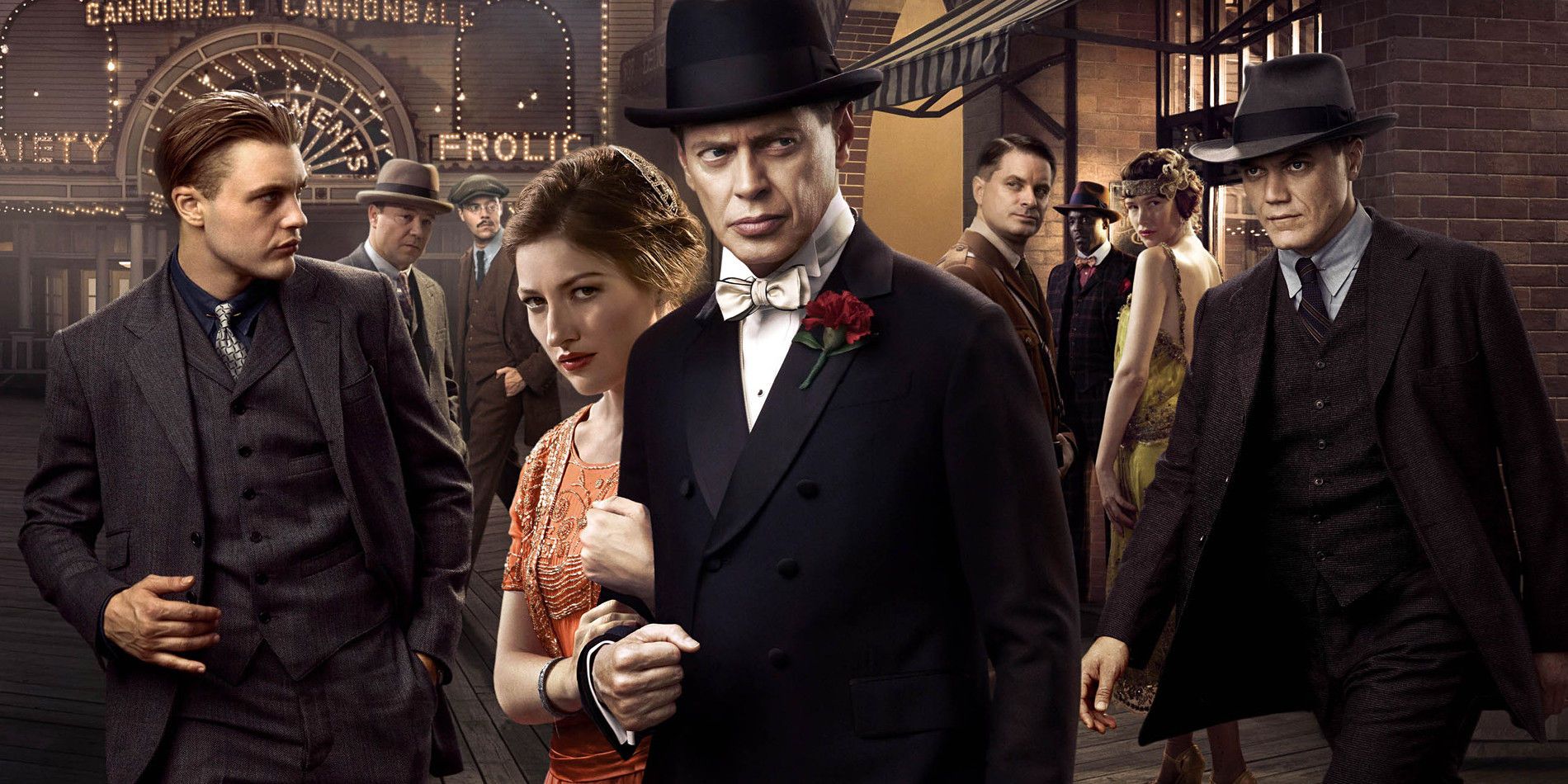 A poster for Boardwalk Empire featuring the cast