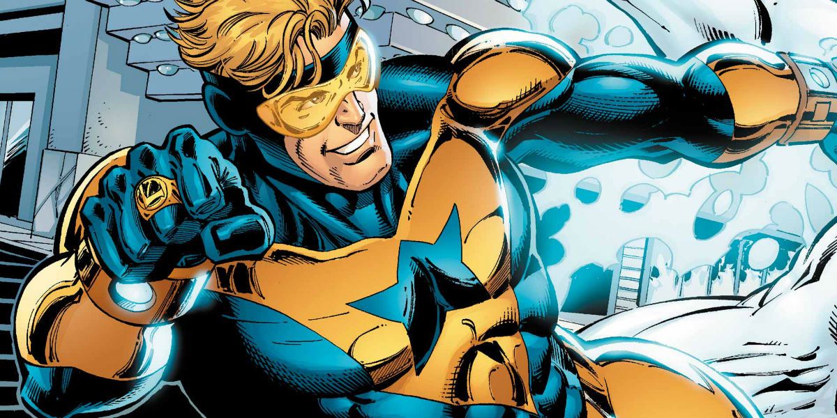 Booster Gold in action in DC Comics