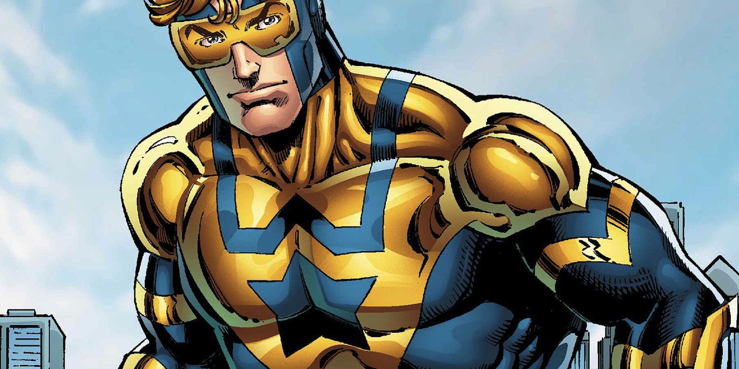 Booster Gold looking menacingly at the front