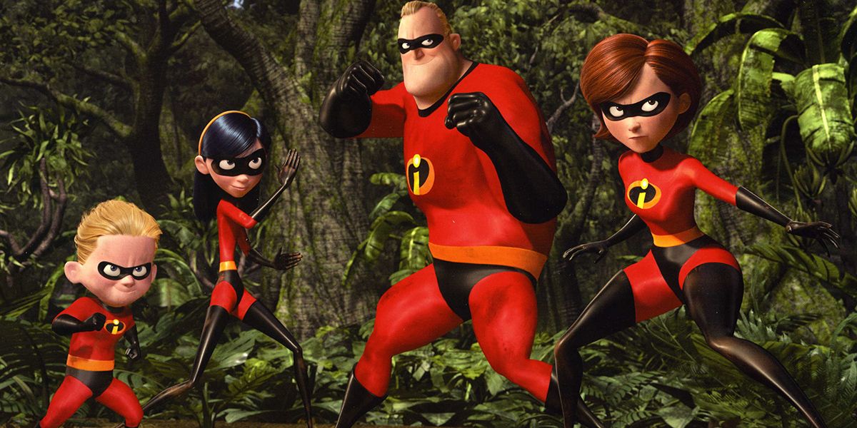 The Incredibles get into their superhero poses together