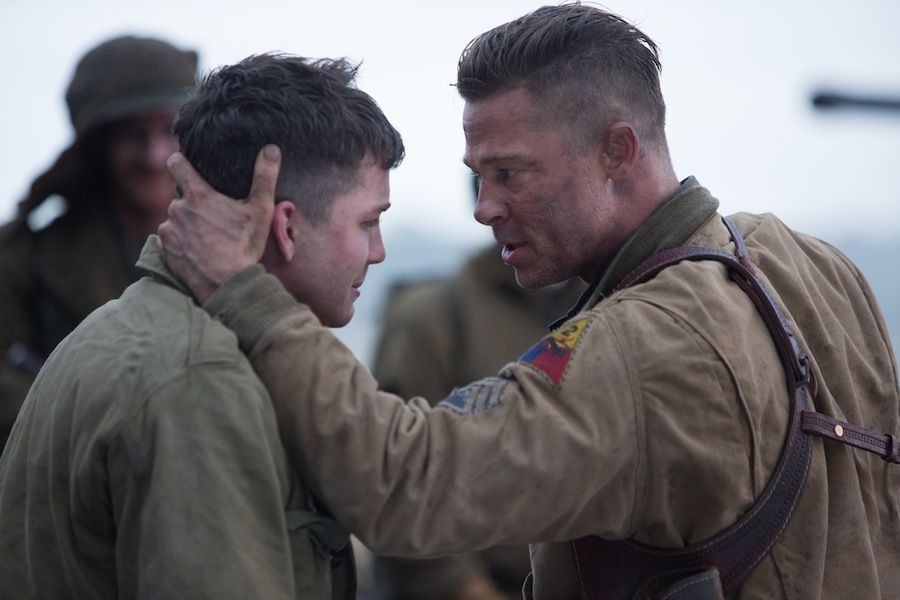 Brad Pitt and Logan Lerman in 'Fury'