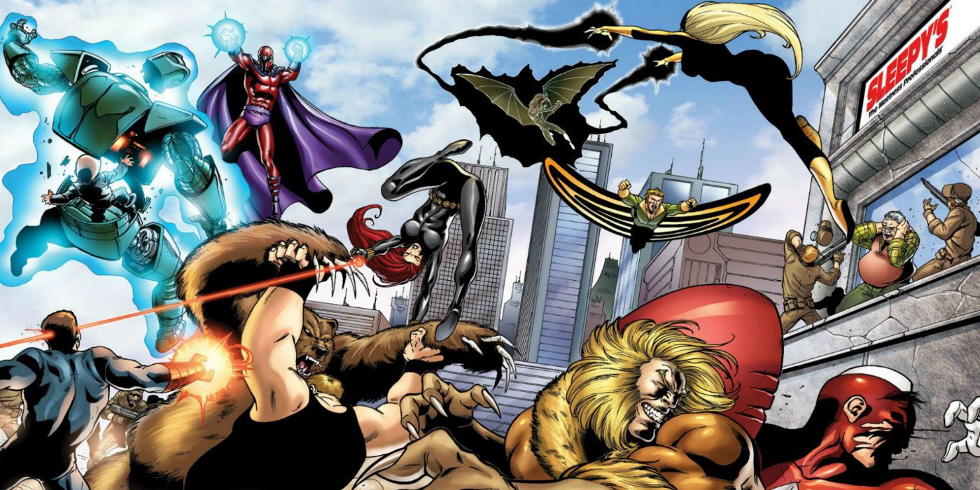 Brotherhood of Evil Mutants fighting the X-Men