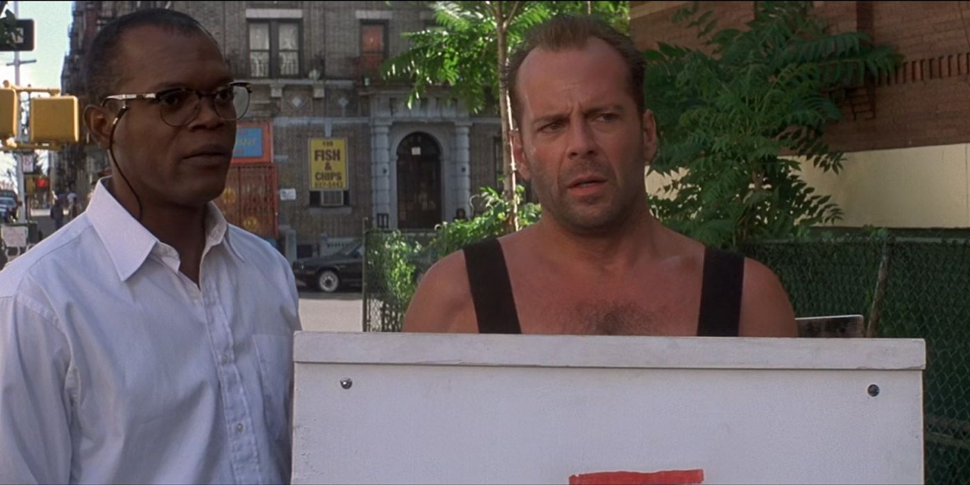 Bruce Willis and Samuel L Jackson in Die Hard With a Vengeance