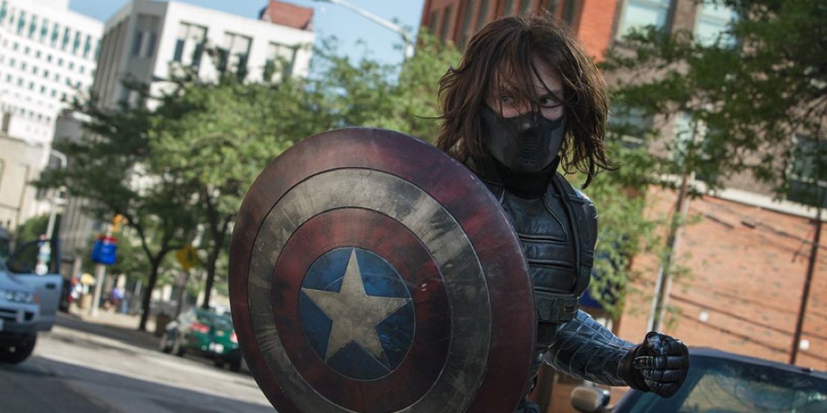 Bucky Barnes with Captain America shield