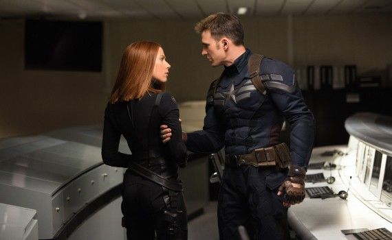 Captain America 2 Official Photo - Chris Evans and Scarlet Johansson in Costumes