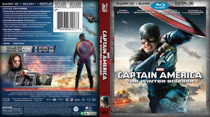 Captain America Winter Soldier 3D Blu Ray Cover