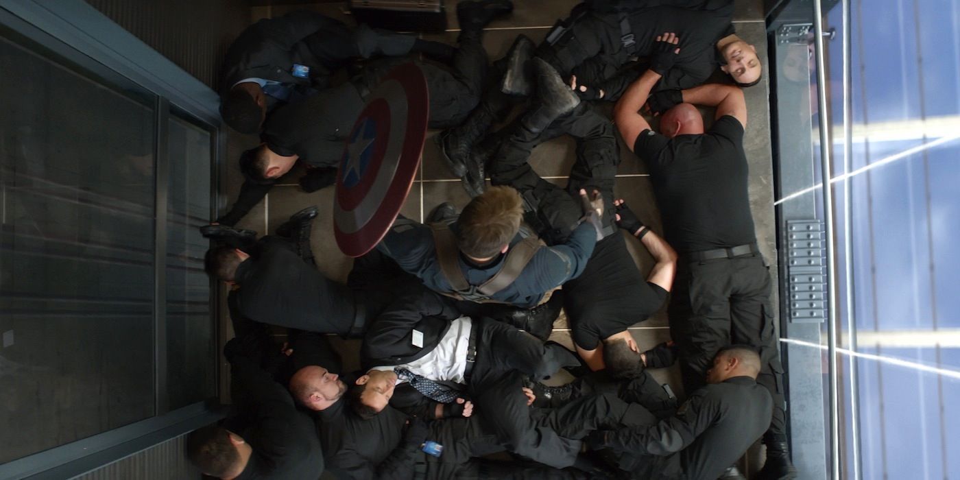 Elevator fight in Captain America Winter Soldier