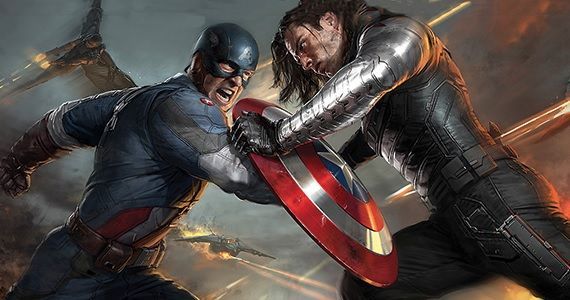 Captain America fighting the Winter Soldier