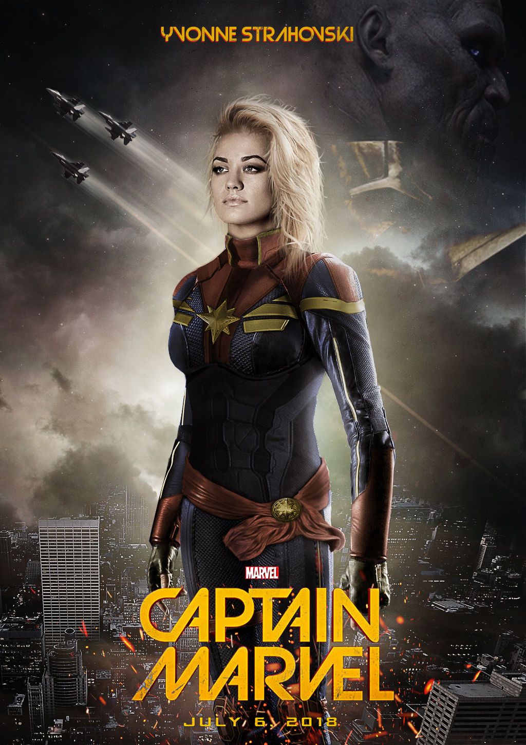Captain Marvel (Yvonne Strahovski) Art by Amy