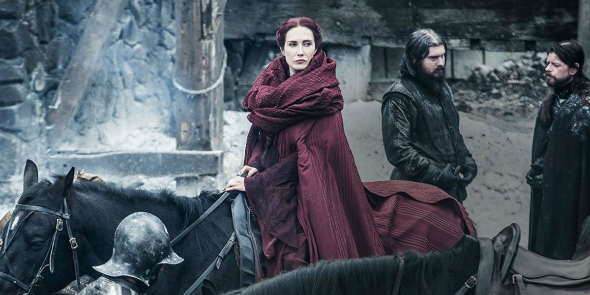 Melisandre The Red Woman Riding Her Horse In Game of Thrones