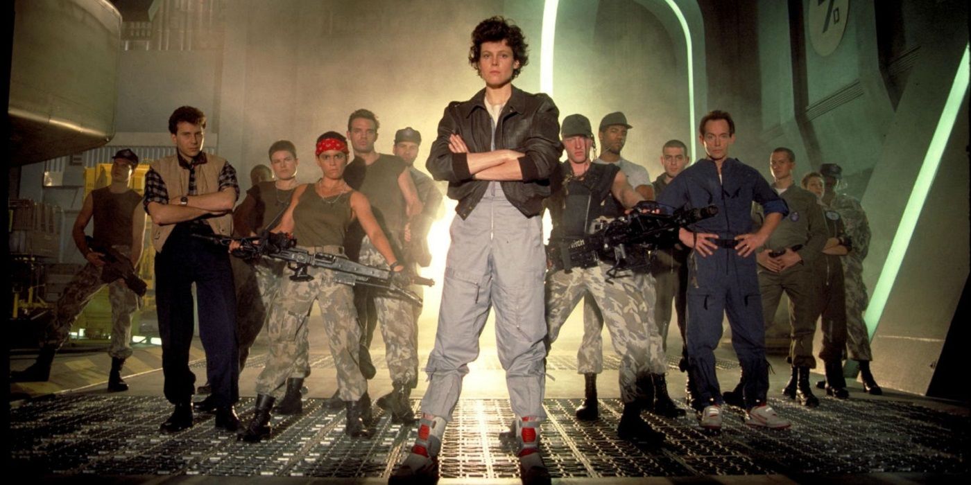 Ellen Ripley and the main characters from Aliens.