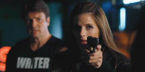 Castle and Beckett in a stand-off