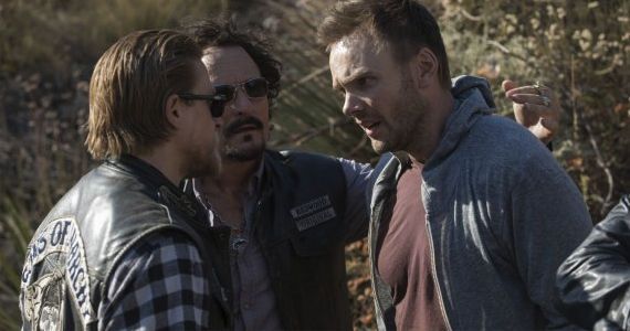 Charlie Hunnam Kim Coates and Joel McHale in Sons of Anarchy Toad's Wild Ride