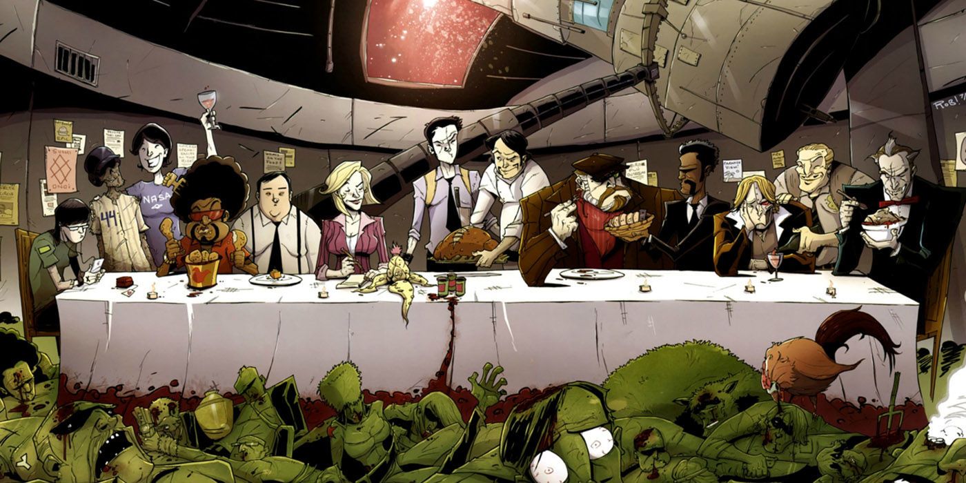 The last supper parodied in Chew