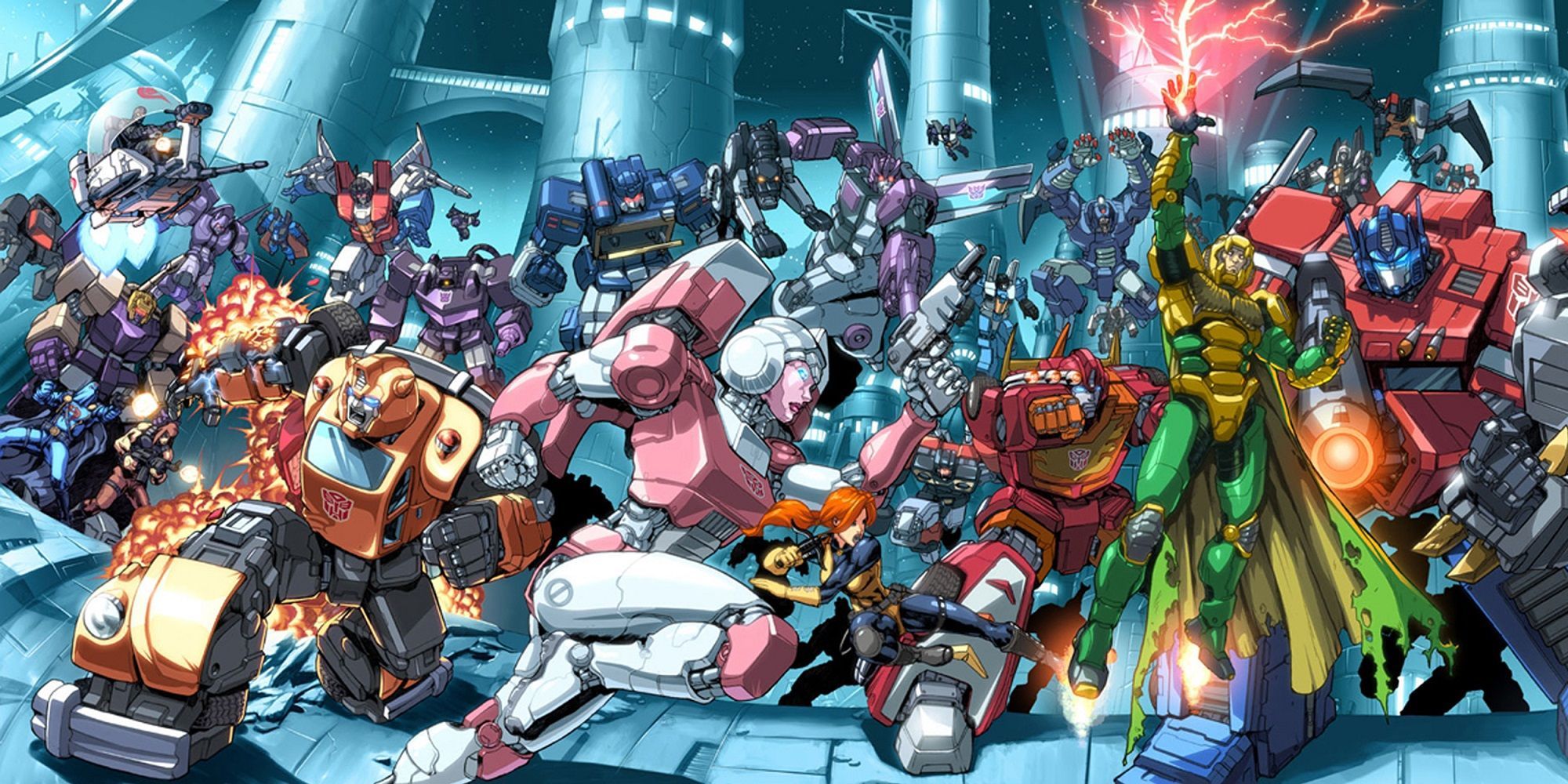 Cobra GI Joe Decepticons Autobots Transformers all facing each other in the comics