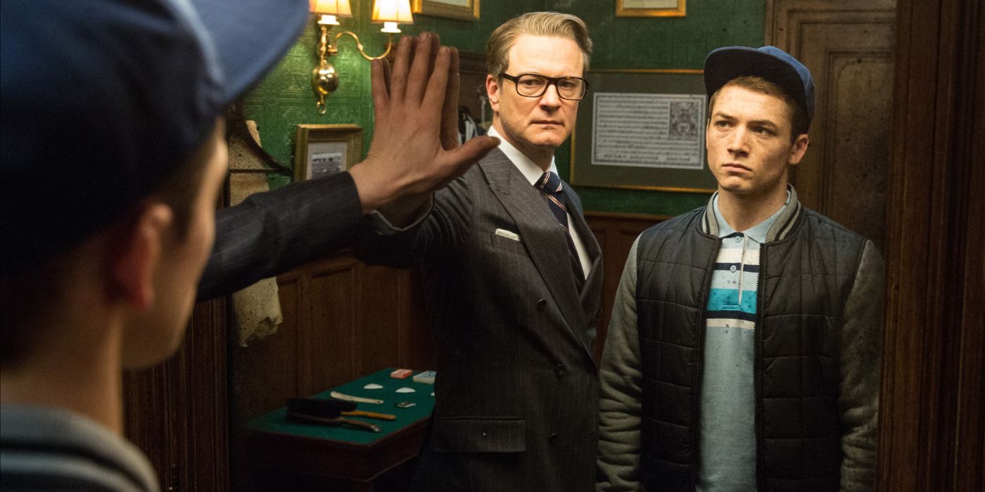 Colin Firth and Taron Egerton in Kingsman