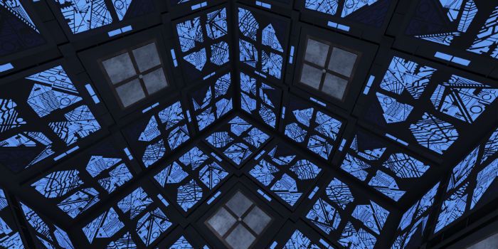 Inside the inescapable blue room in 1997's Cube