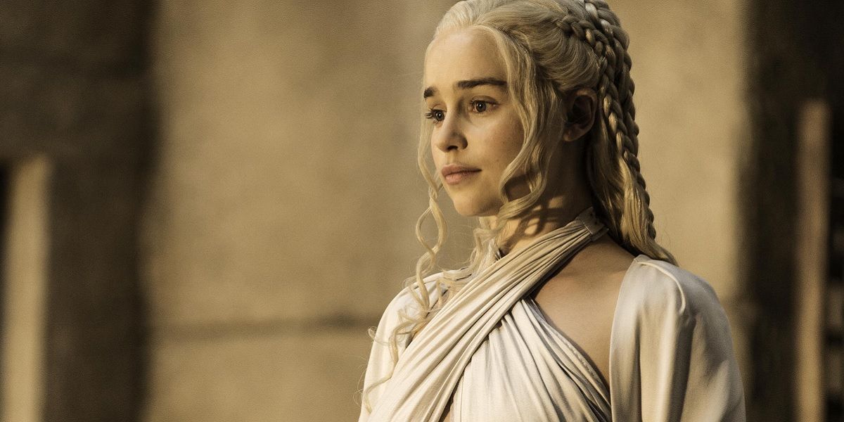 Daenerys Targaryen looking solemn in Game of Thrones.