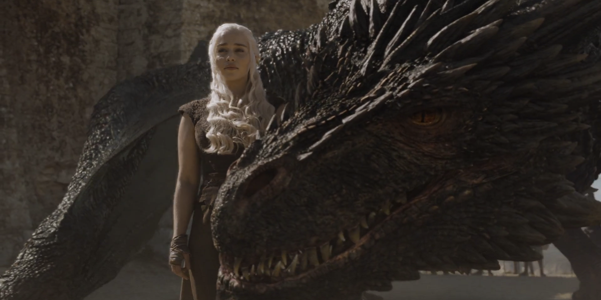 Daenerys and Drogon in Meereen in Game of Thrones