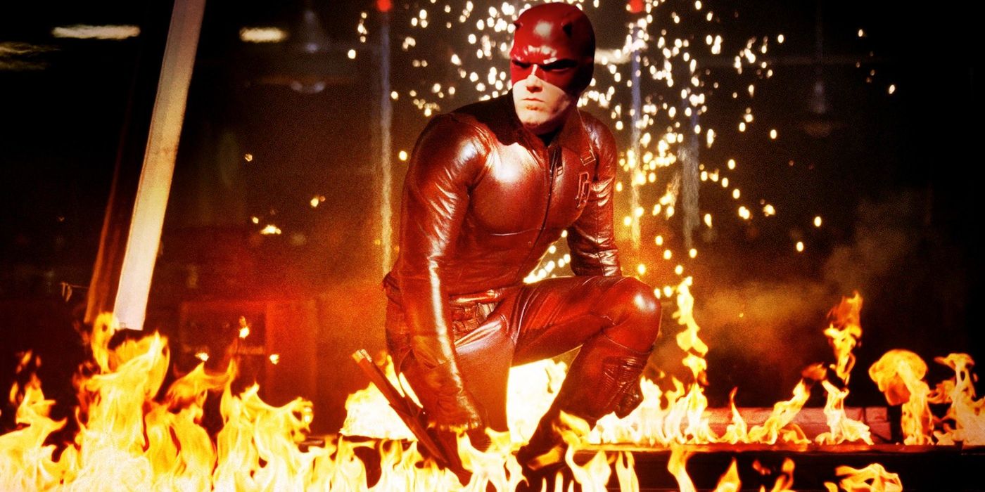 Daredevil crouches among flames from Daredevil 
