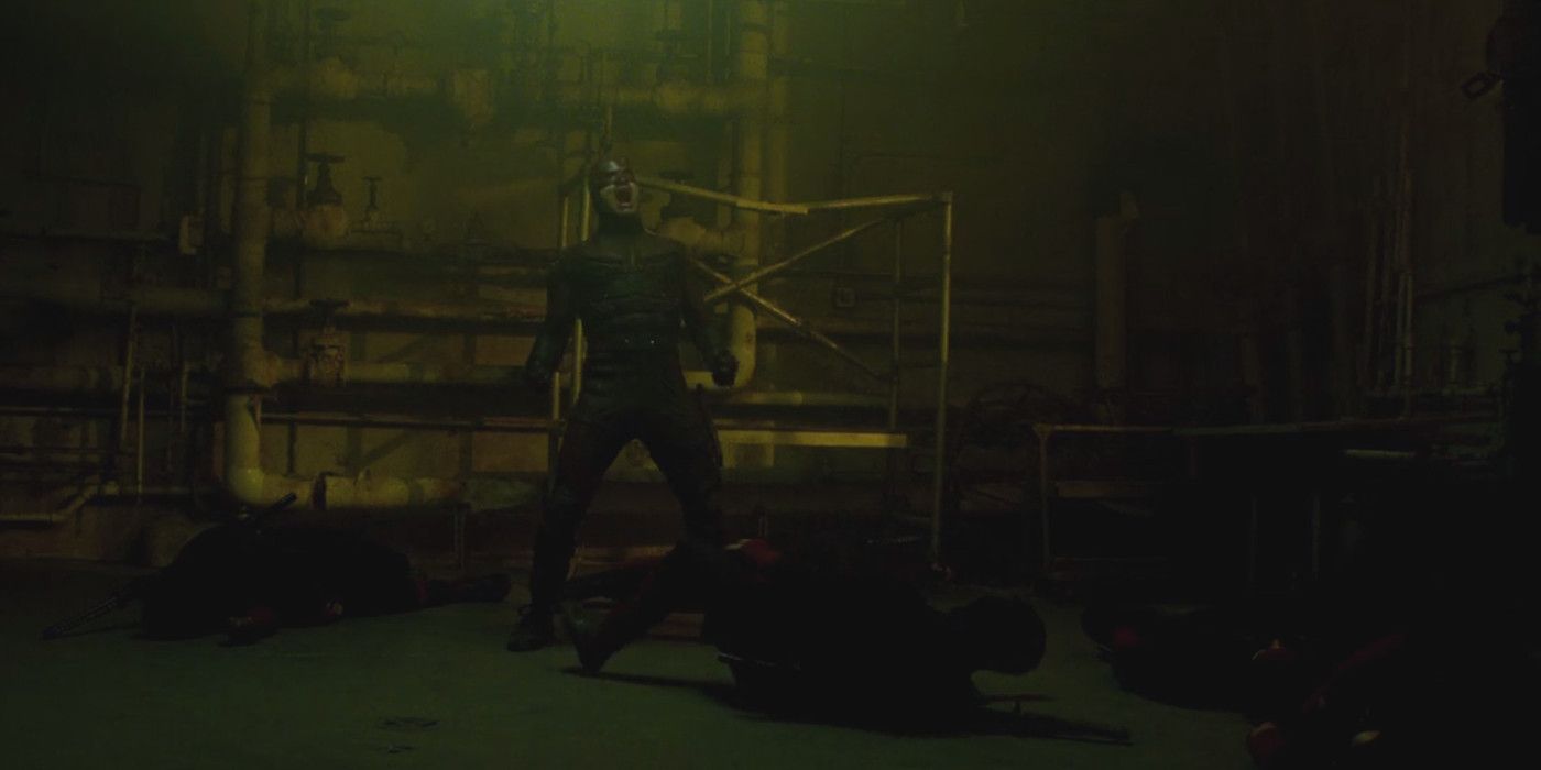 Daredevil (Charlie Cox) has a Muhammad Ali moment after taking down ninjas of The Hand in Marvel Netflix season 2.