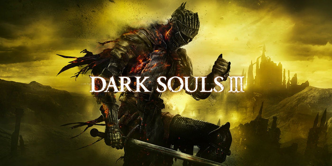 Dark Souls III key art featuring the Ashen One holding and handful of ashes.