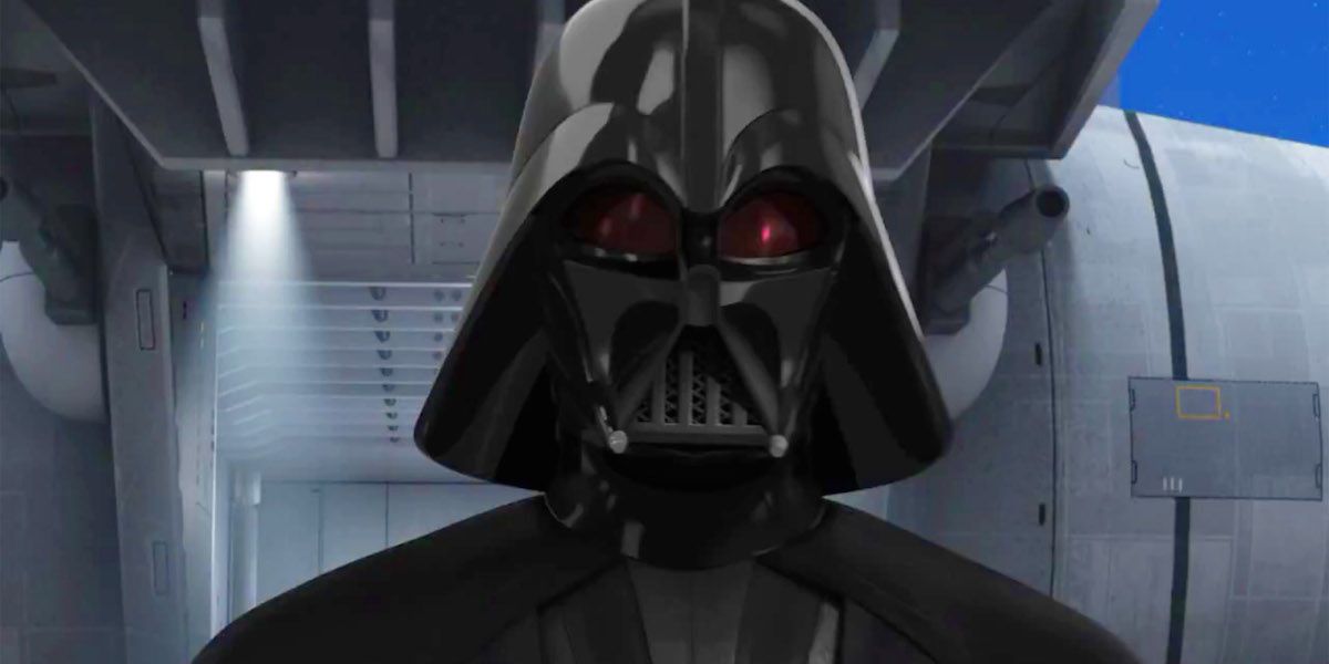 Darth Vader stands outside a ship in Star Wars Rebels.