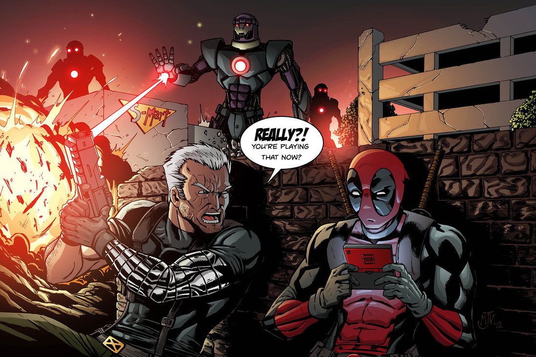 Deadpool and Cable vs Sentinels Art