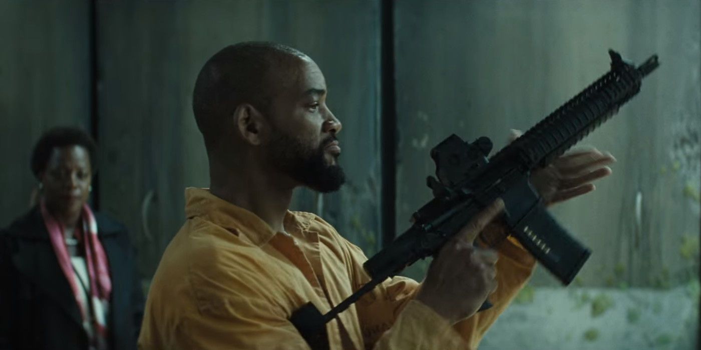 Deadshot (Will Smith) Uses a Rifle in Suicide Squad