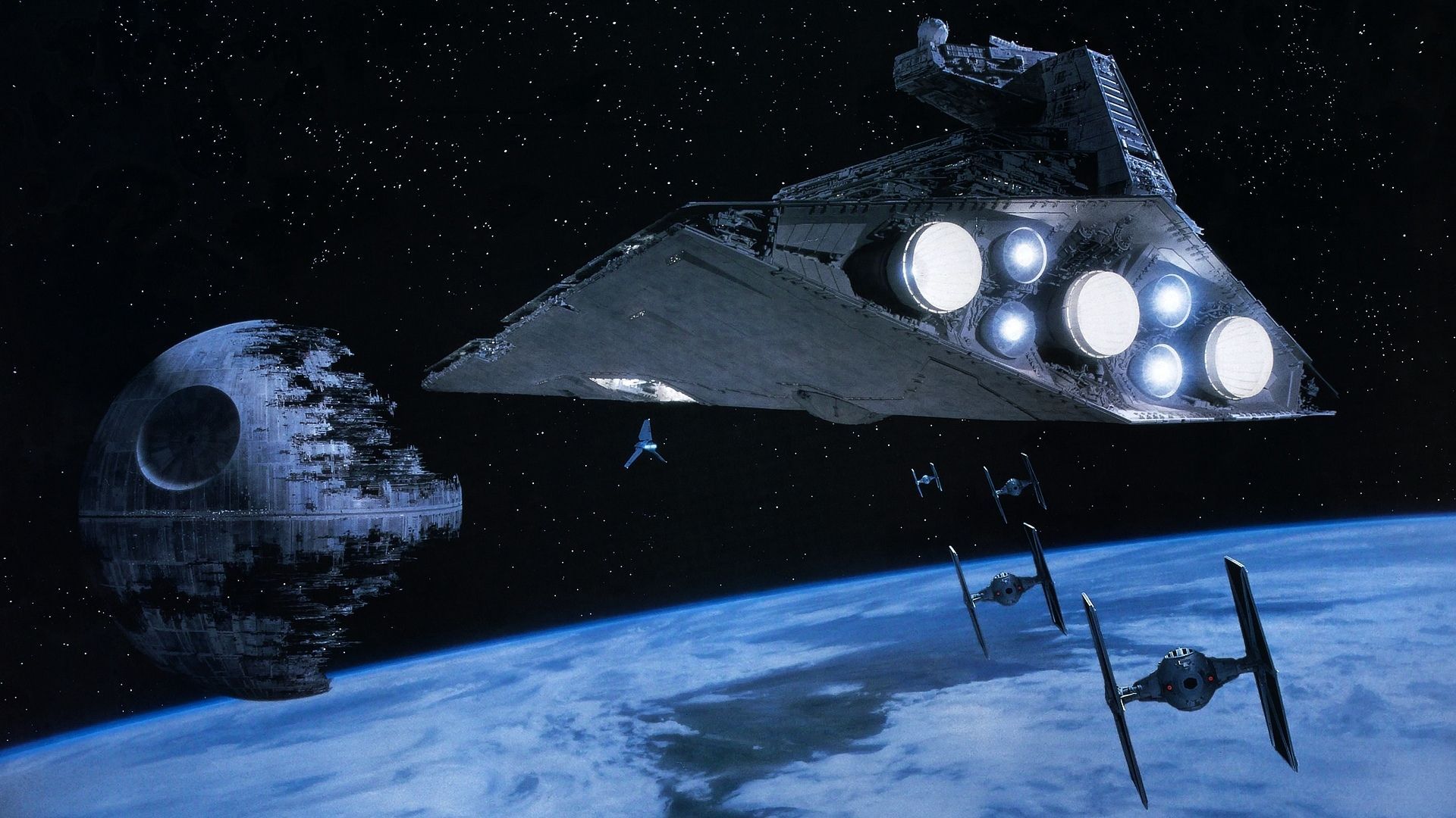 Death Star and Star Destroyer in Return of the Jedi