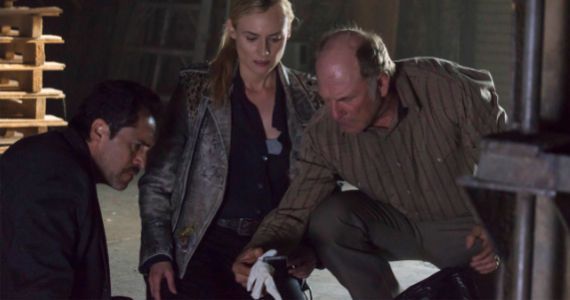 Demian Bichir Diane Kruger and Ted Levine in The Bridge Maria of the Desert