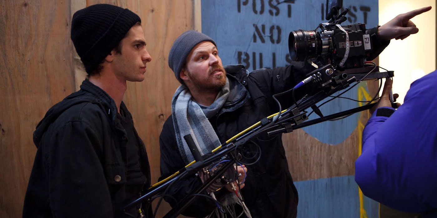 Director Marc Webb and Andrew Garfield shooting the Amazing Spider-Man