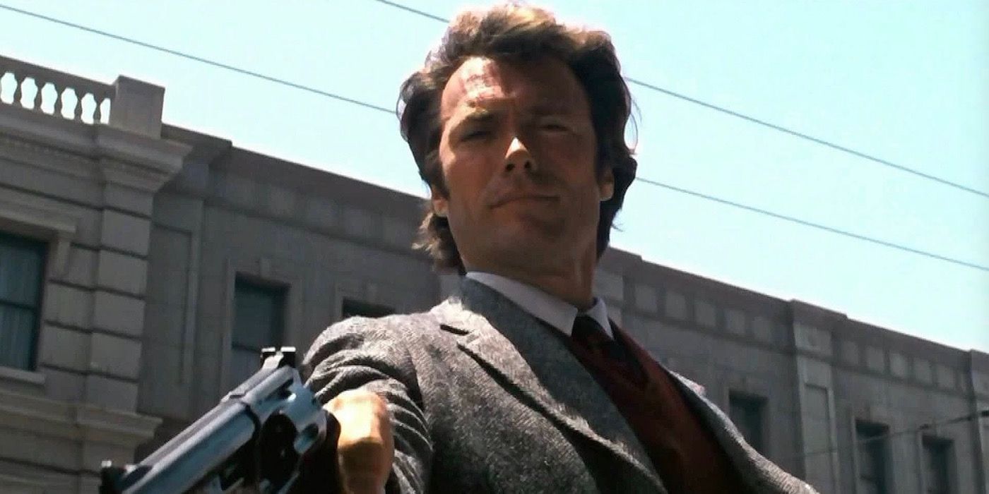Clint Eastwood holding a gun in Dirty Harry