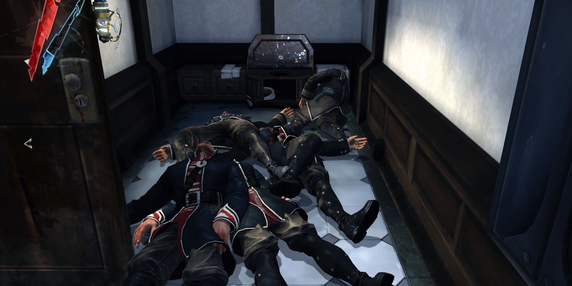 Dishonored, pile of knocked out guards