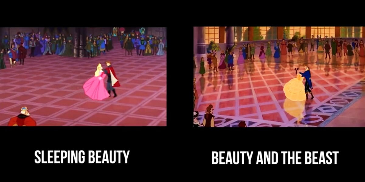 Disney Movie Reused Scene Sleeping Beauty Beast Dance