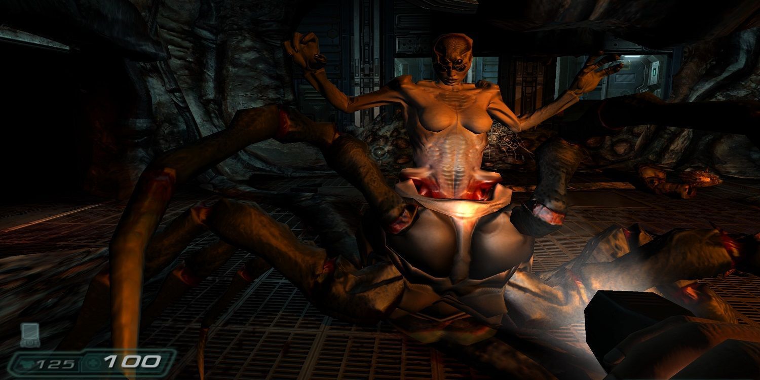 The Spider Demon ready to attack in Doom 3