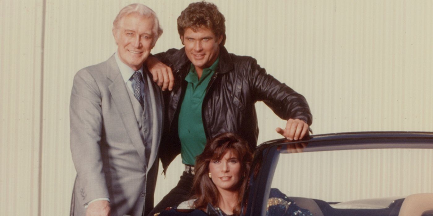 Edward Mulhare, David Hasselhoff and Patricia McPherson in Knight Rider.