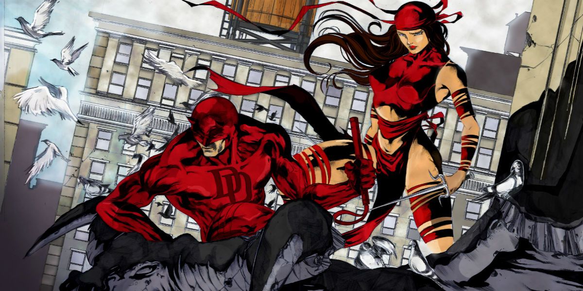 Elektra and Daredevil fighting crime together