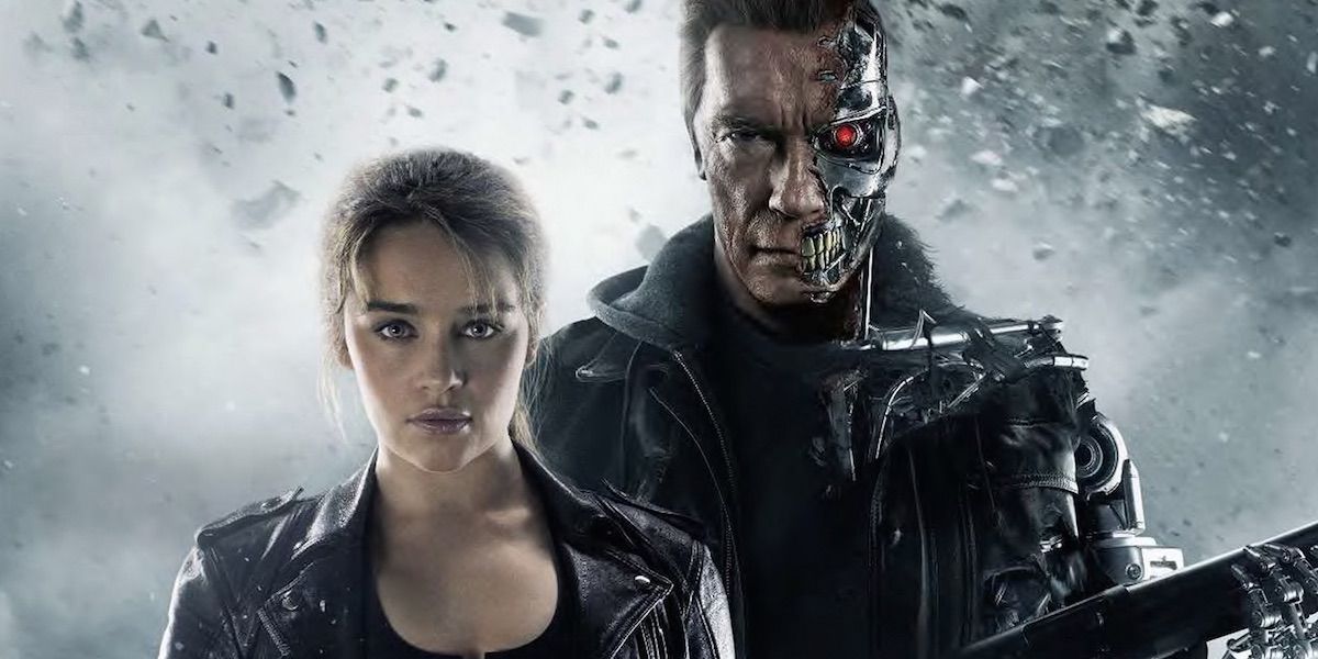 Emilia Clarke and Arnold Schwarzenegger in 'Terminator Genisys' (Review)