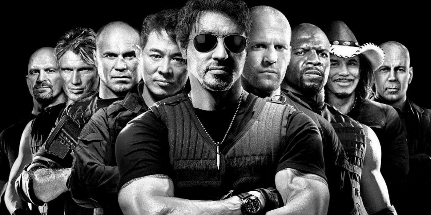 The Expendables Black and White Poster