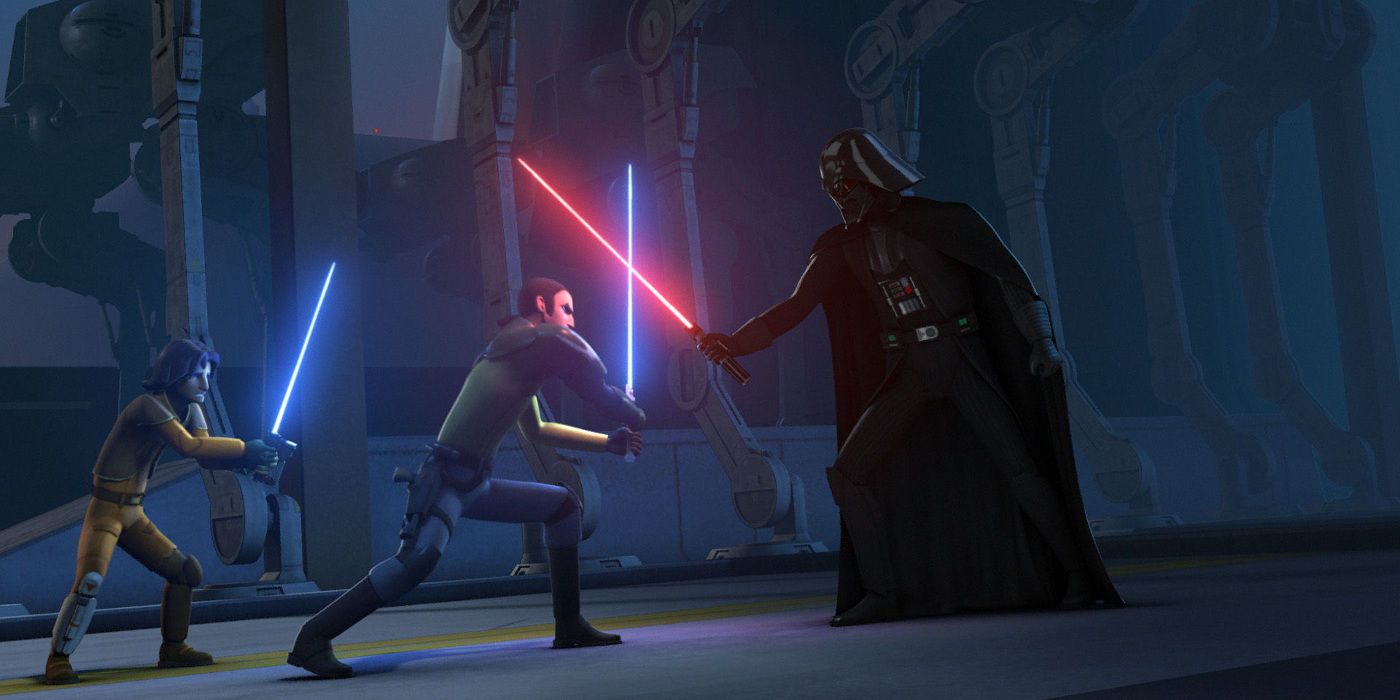 Ezra and Kanan vs Vader in Star Wars Rebels