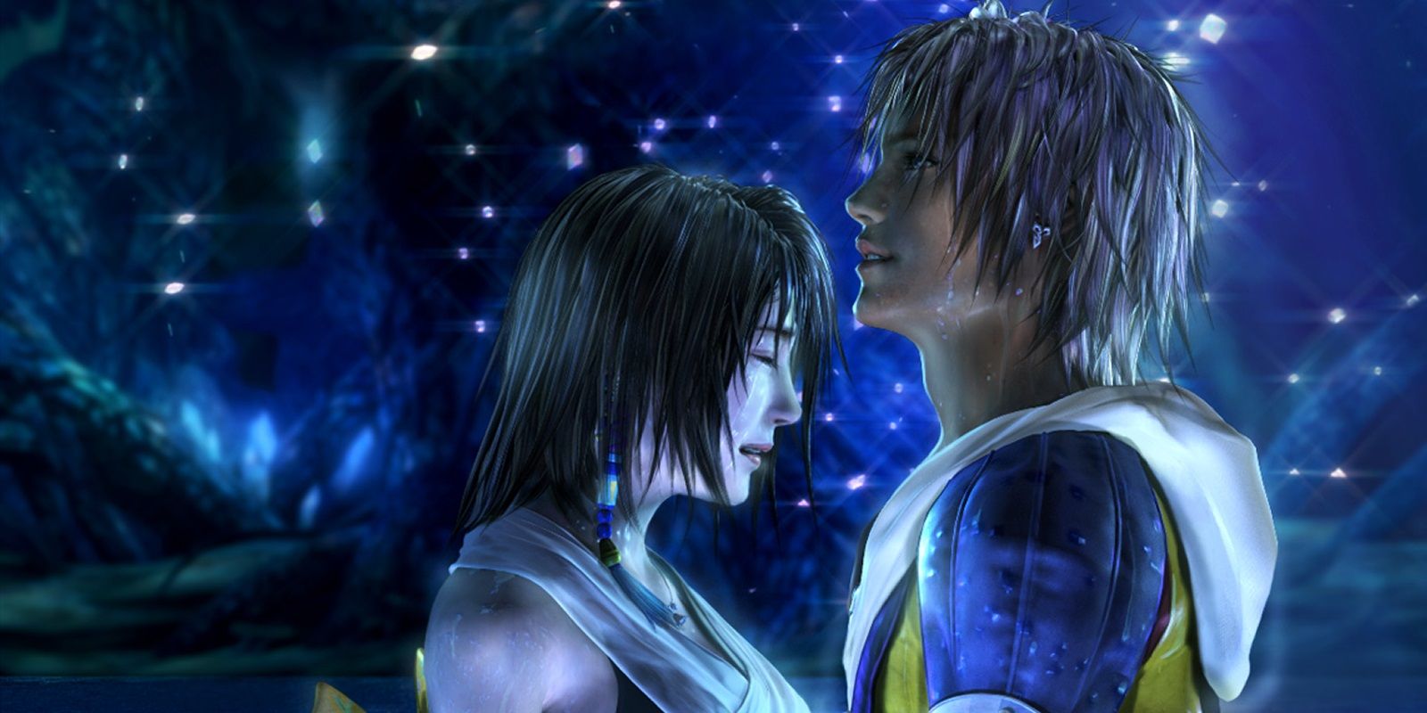 Final Fantasy X, Tidus and Yuna kiss in the lake scene