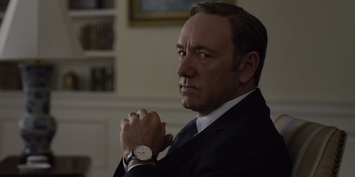 An image of Frank Underwood looking serious in House of Cards