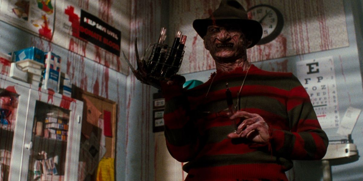 Freddy Krueger enters a room in A Nightmare on Elm Street