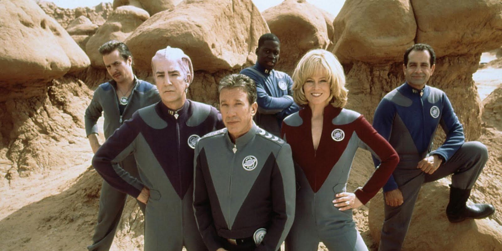 The cast of Galaxy Quest pose for a promotional image