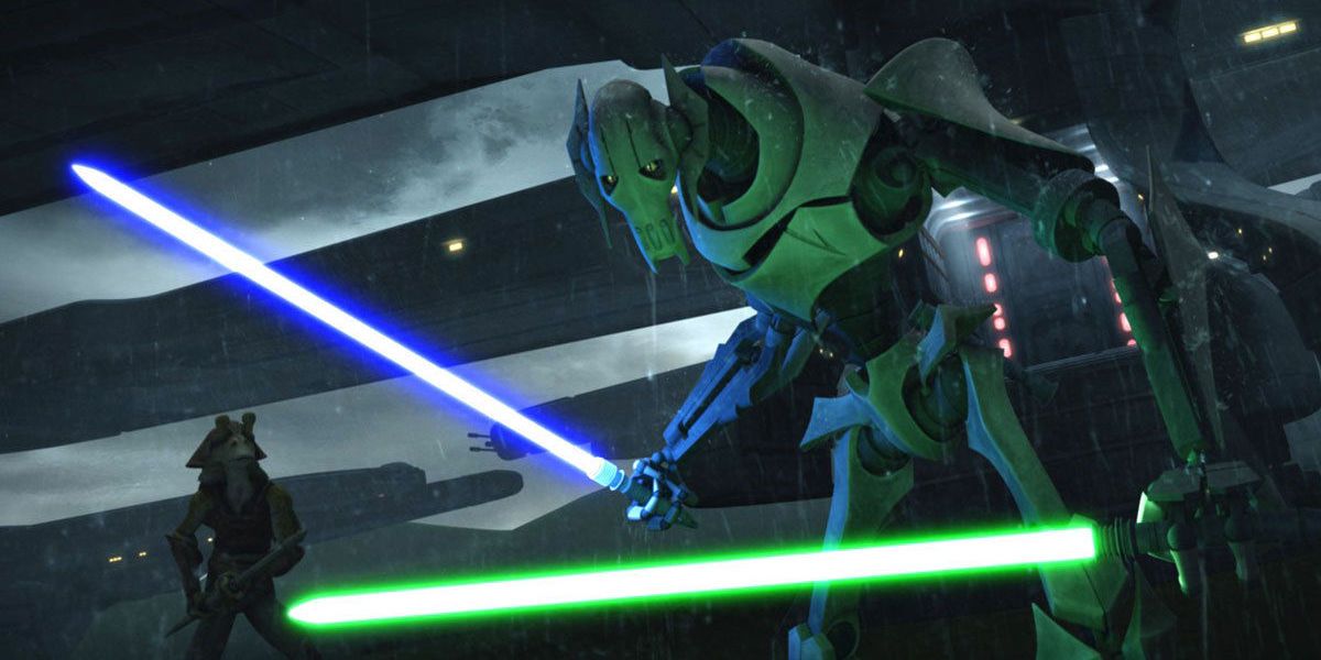 Grievous prepares to duel Obi-Wan in The Clone Wars