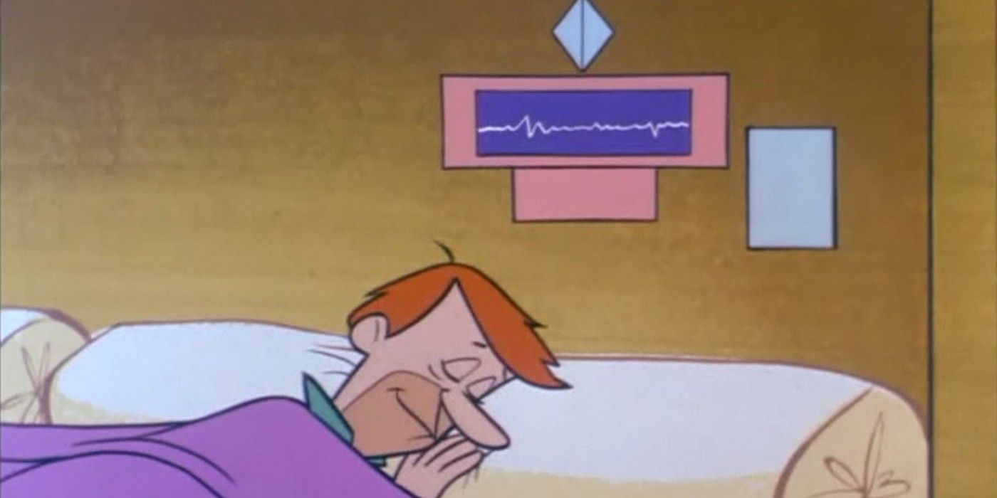 George Jetson and a Vocei-Activated Alarm Clock in The Jetsons.