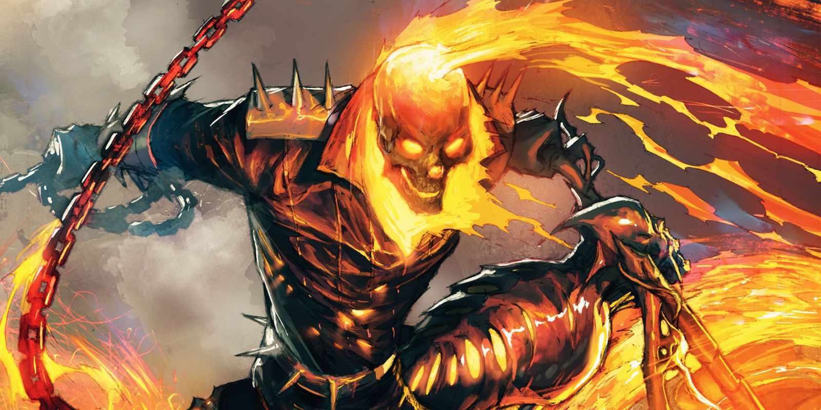 Ghost Rider whips his chain in Marvel Comics.