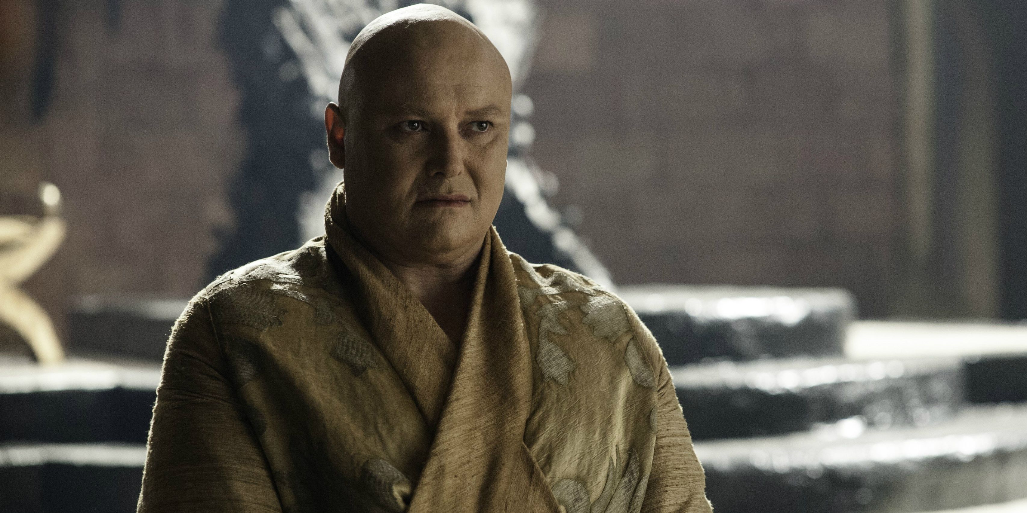 Varys at the Throne room in Game of Thrones.