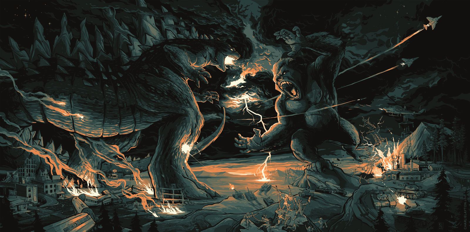 Godzilla vs King Kong by Charlie Layton